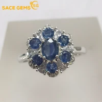sace gems resizable 925 sterling silver sparkling 45mm sapphire created high carbon diamond wedding rings party fine jewelry