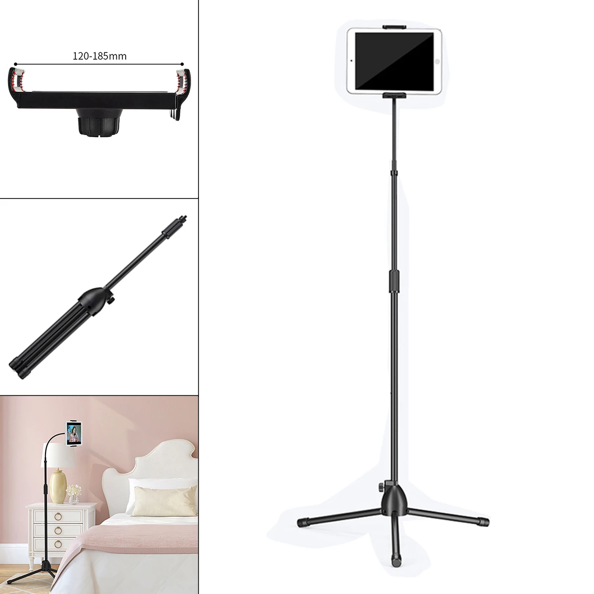 

Tablet Phone Holder Bracket Telescopic Folding Tripod Fit for 3.5-10.5 Inch Smartphone Flat Hose Adjusting Floor Stands