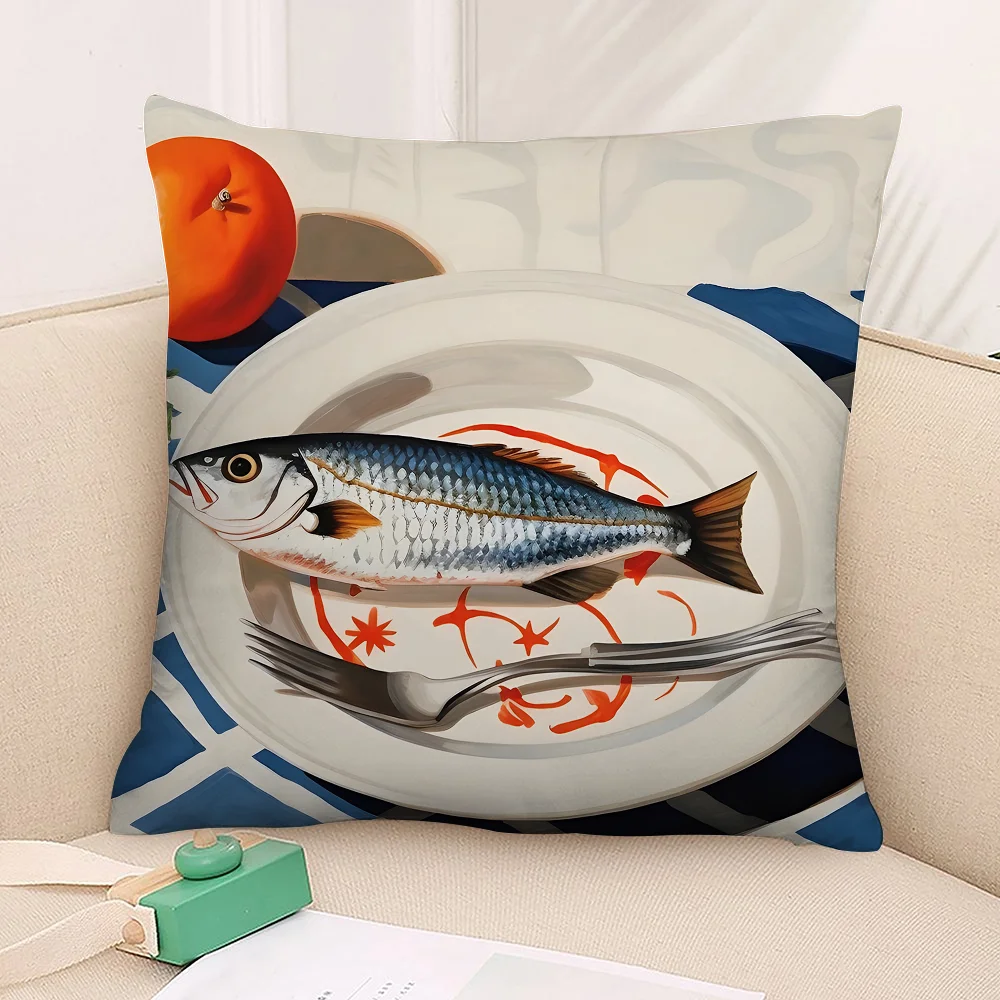 Красочная сардина лобстер рыба животное наволочка с 3D принтом полиэфирное