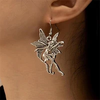 fairy strange wings human pendant silver drop earrings for women girls creative fashion dangle earrings female aesthetic jewelry