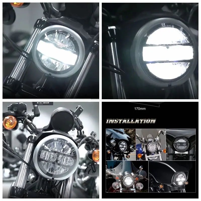 5 75-дюймовая круглая мотоциклетная светодиодная фара для Sportster XL1200C XL883C FXDWG FXSTC Dyna