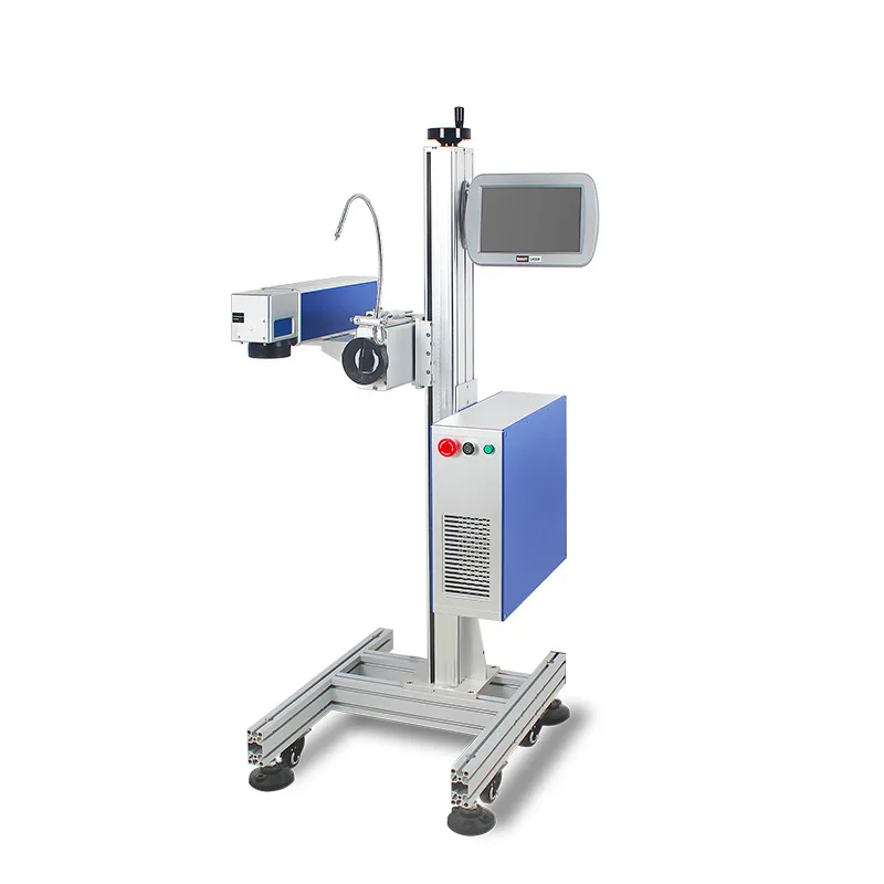 Настольная лазерная маркировочная машина Fiber мощностью 20 Вт, 30 Вт, 50 Вт с компьютером на металлической поверхности из нержавеющей стали.
