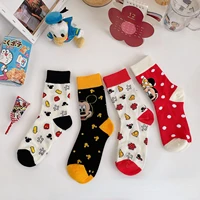 hot fashion cute disney womens socks happy funny anime cartoon socks mickey minnie kawaii cotton harajuku casual stockings