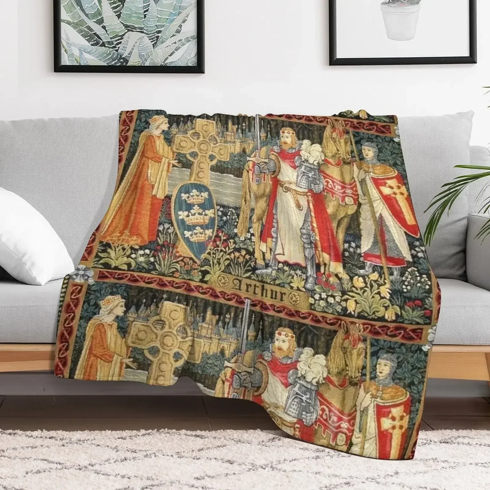 Гобелен King Arthur Excalibur Merlin Camelot Holy Grail Quest одеяло из фланелевой ткани клетчатая