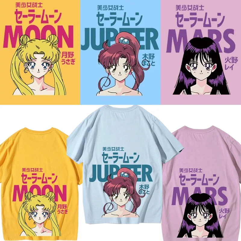 

Sailor Moon T-shirt Kino Makoto Hino Rei Short Sleeve Loose Cotton Ins Trend Female Student Sister Dress Dormitory Girl Dress