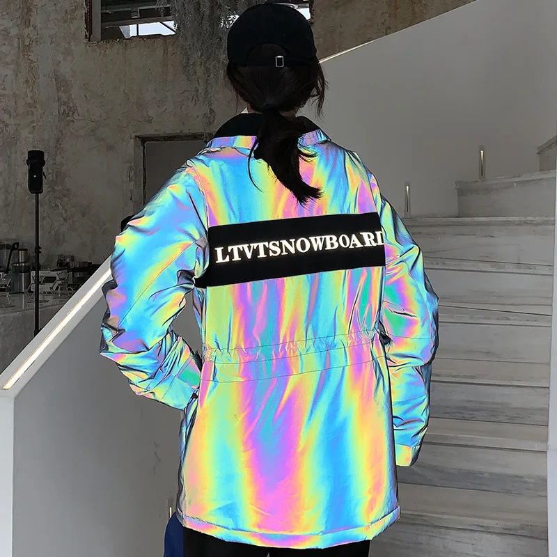 

Новинка Зима 2024, Женское лыжное пальто, мужская уличная куртка для сноубординга, ветрозащитная водонепроницаемая, с градиентом, светоотражающая лыжная куртка, теплая