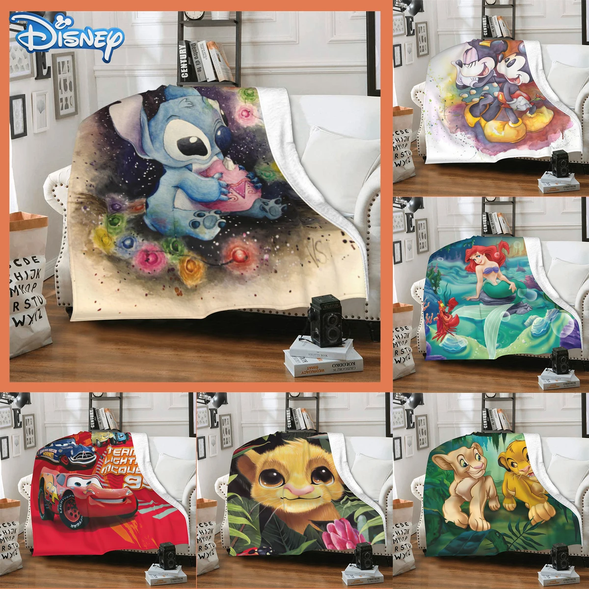 

Disney Stitch Blanket Cover Sofas Mickey Cartoon Plush Blankets for Kid Adult Winter blankets Bedspread on the bed Children Gift