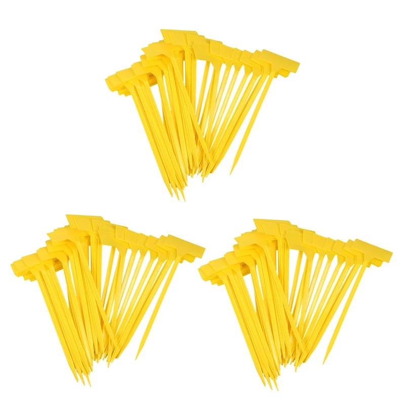 JHD-Gardens Planting Tools 150 Pcs Bonsai Plastic Plant Labels Garden Labels T-Type Upturned Garden Tags Upturned Yellow