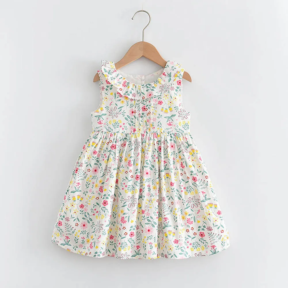 

Toddler Girls Summer Dresses 2022 New Flower Sleeveless Dress Children's Clothing Sweet Princess Costumes Pleated Floral Clothes