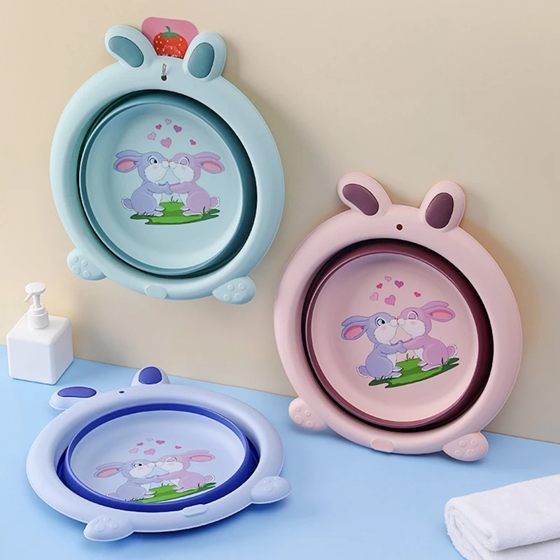 

Cartoon Foldable Washbasin For Children Kids Students Dormitory Household Baby Small Basin Portable Travel Folding Laundry Tub