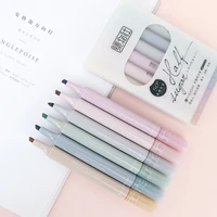 6pcs kawaii half sugar highlighter pen colorful cute marker pastel highlighter cool pens japanese school supplies stationery set