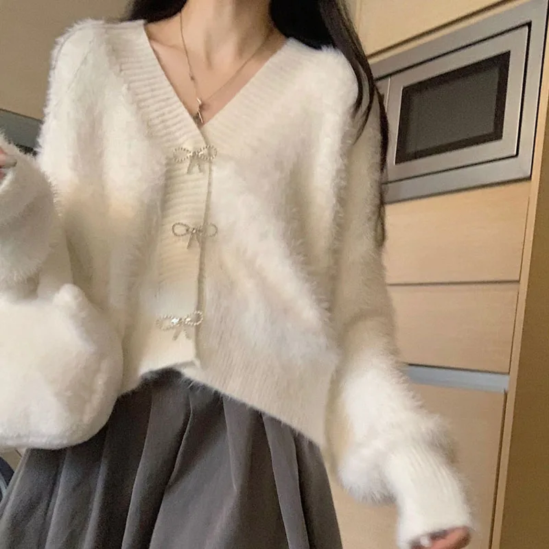 

Женские Элегантные свитеры, роскошное флисовое пальто из норки, корейская мода, свободная Толстая теплая весенне-осенняя верхняя куртка