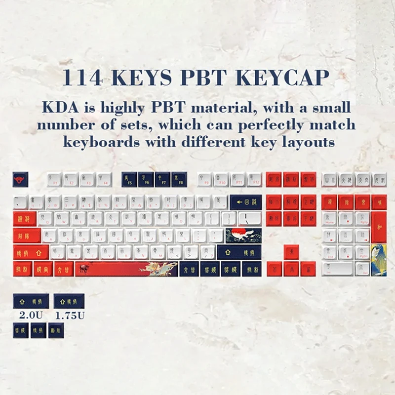 

114 Key PBT Keycap Sublimation Process XDA Mechanical Keyboard Keycap With Key Puller For 61/87/104/108/Numeric Keyboard