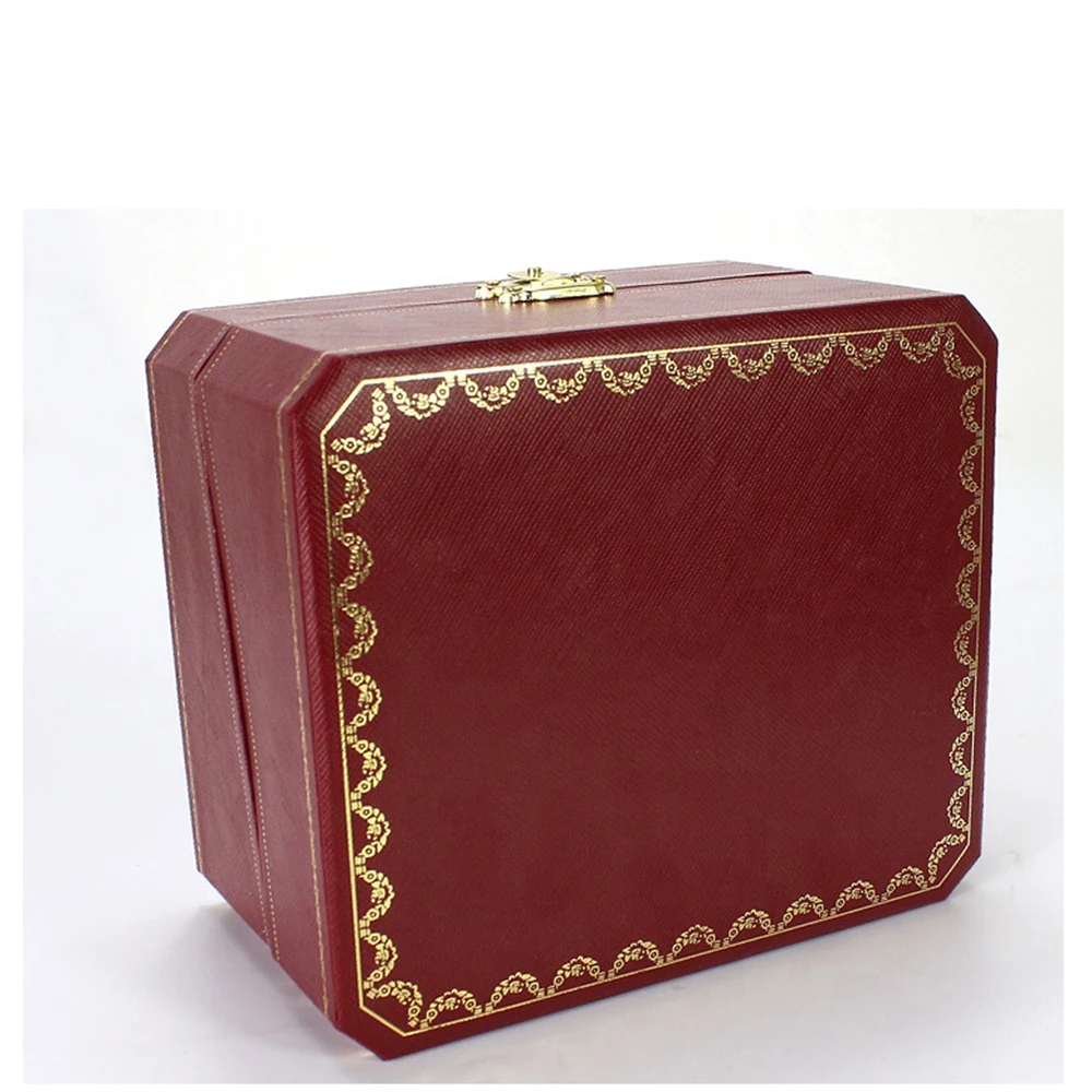 Full set Watch Red Box New Square Original Red box For CRTer Watches Box Whit book Card Tags And Papers In English