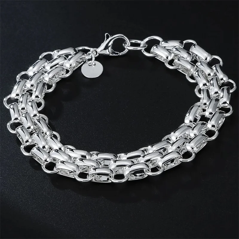 

925 Sterling Silver Lnterlocking Circle Bracelet Chain For Women Fashion Charm Wedding Engagement Party Jewelry