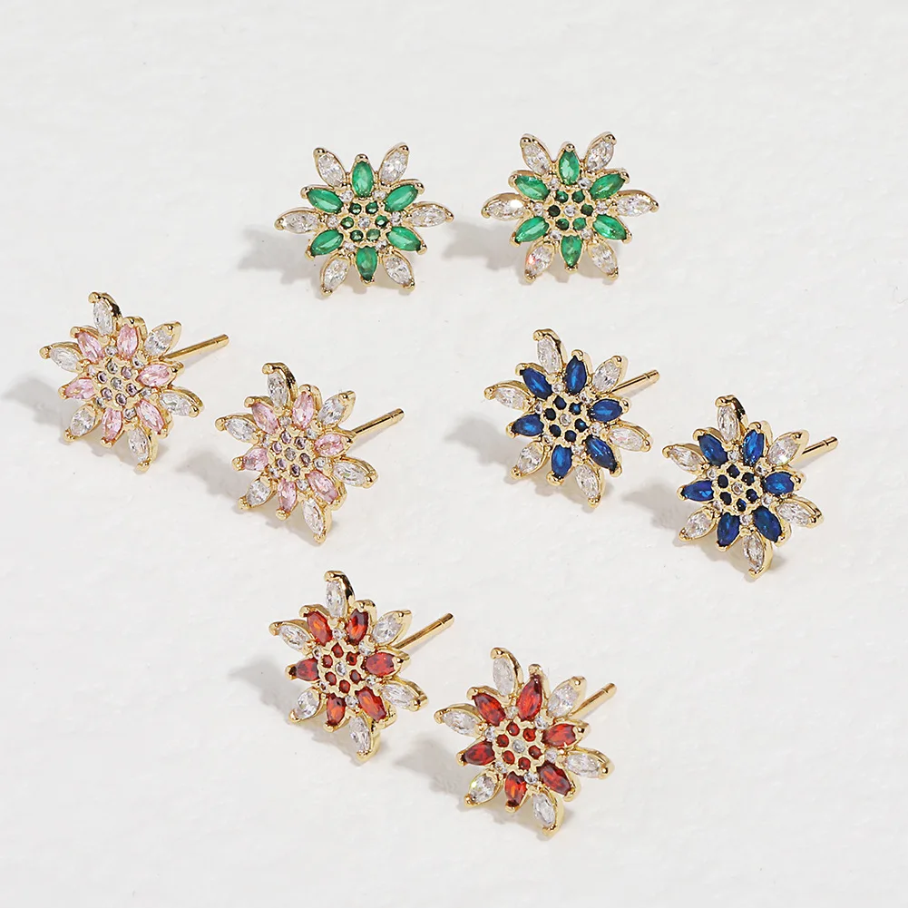 

Charming New Women's Jewelry Copper Inlaid Zircon Earrings Flower Ins Net Red Light Luxury Earrings Party Holiday Gift