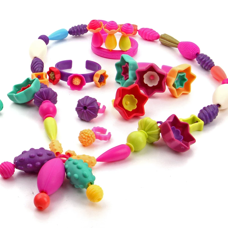 

Pop-Arty Beads Snap-Together for Kid Jewelry Fashion Kit DIY Necklace and Bracelet Crafts Birthday Toy Gifts Kids Beads