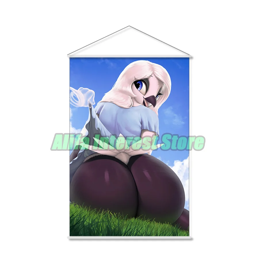 Пушистая птица Вивиан Роза аниме настенный свиток висячий постер домашний декор