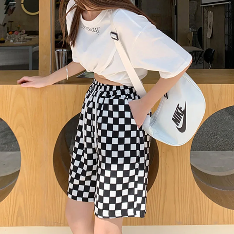 Женские Шорты С Высокой Талией Повседневные Хлопковые Спортивные Брюки Широкие