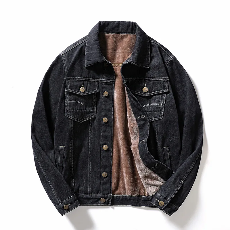 New Trendy Fashion Denim Outwear Washed Thin Section Capless Lapel Single Row Button Harajuku Fashion Coat Vintage Jean Jacket