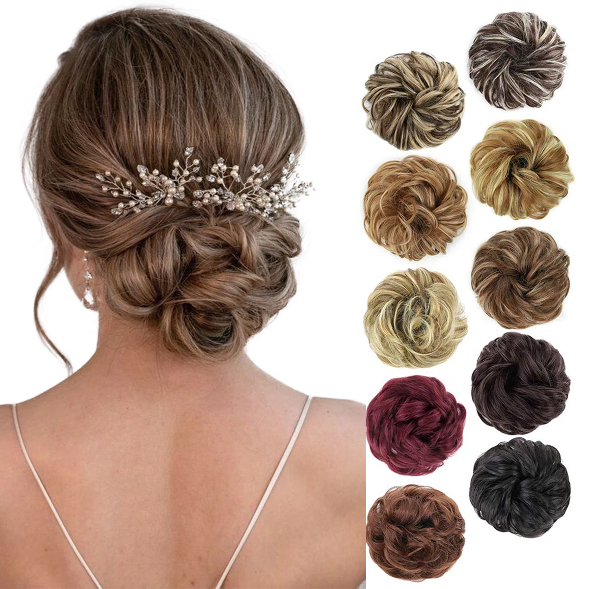 

Синтетический парик, растрепающая подушка, эластичная лента для волос, искусственные волосы