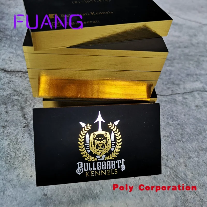 Luxury black business card printing gold and silver foil with shiny edge foil