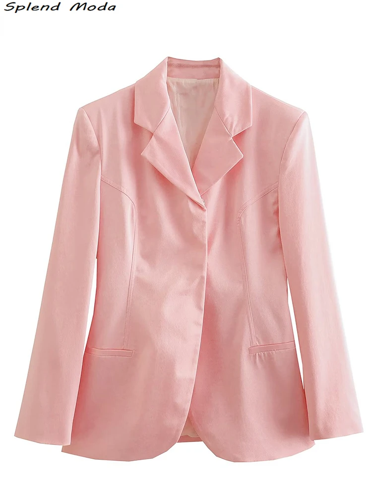 

Женский блейзер на одной пуговице ZA, винтажный Повседневный офисный блейзер с отложным воротником и длинным рукавом, весна-осень 2022