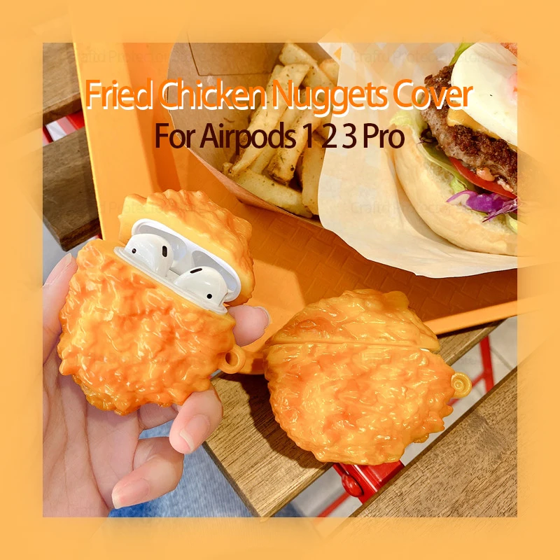 

3D Delicious Food Fried Chicken Nuggets Case for AirPods 3 2 1 Silicone Wireless Bluetooth Earphone Cover for Airpods Pro Funda