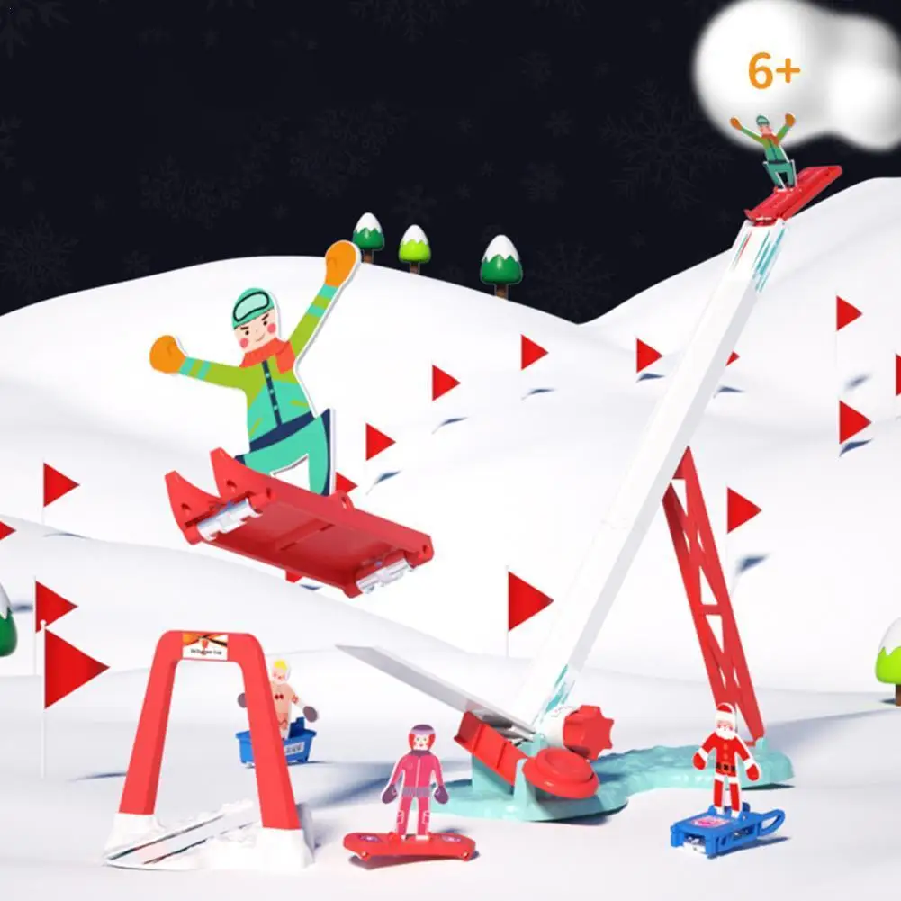 

Ski Track Toys Tabletop Competitive Ski Challenge Toys Set Kids Parent-Child Interactive Toys Electric Railcar Toy Free Ski Race