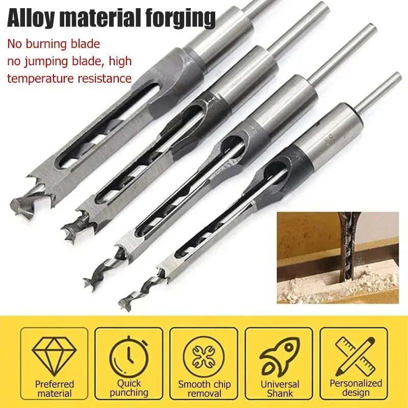 

HSS Square hole drill Woodworking Drill Tools Auger Mortising Chisel Drill Set DIY Furniture Square Woodworking drill