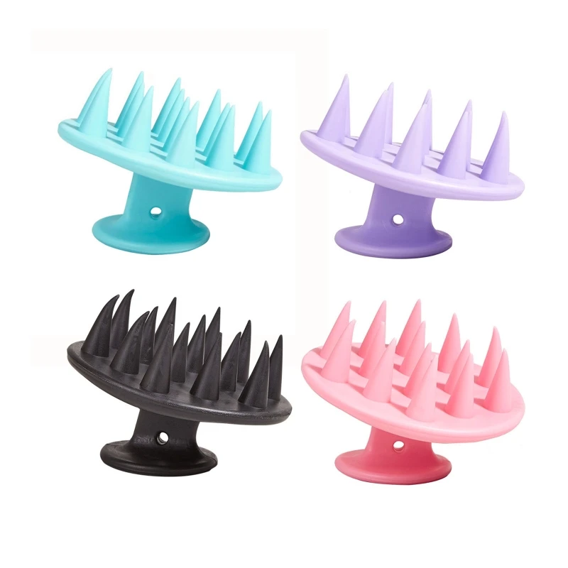 

Hair Shampoo Brush Head Scalp Massager Scrubber One-piece Solid Silicone for Healthy Hair Growth Dry Wet Scalp Dandruff