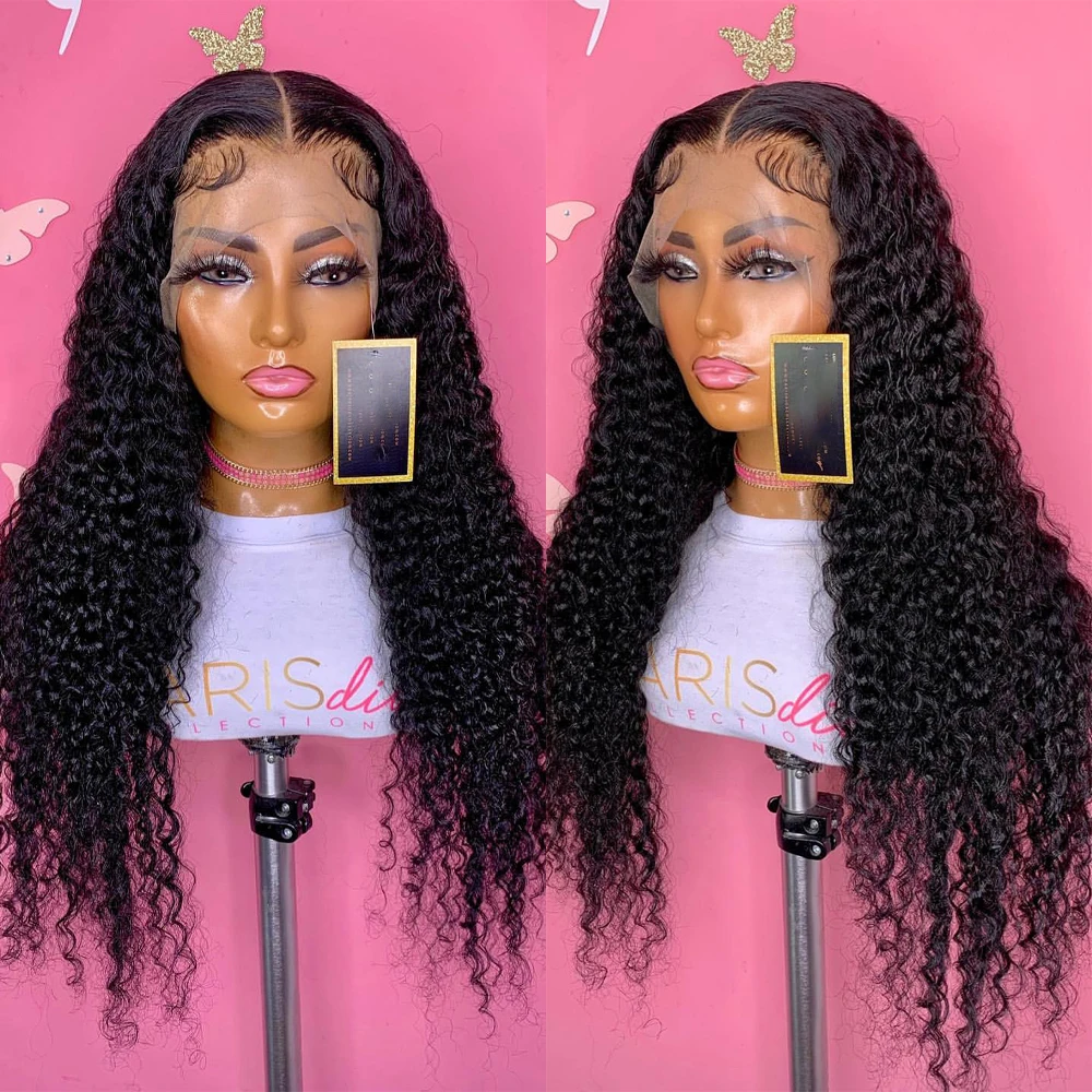 

26 inch 180 Density Deep Kinky Curly Long Black Lace Front Wigs For Black Women Babyhair High Temperature Fiber Natural Hairline