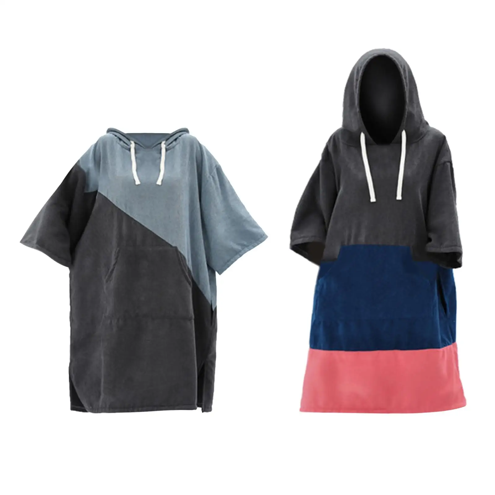 

110x78cm Surfing Changing Robe, Hooded Towel Poncho, Water Park Beach Quick-Drying