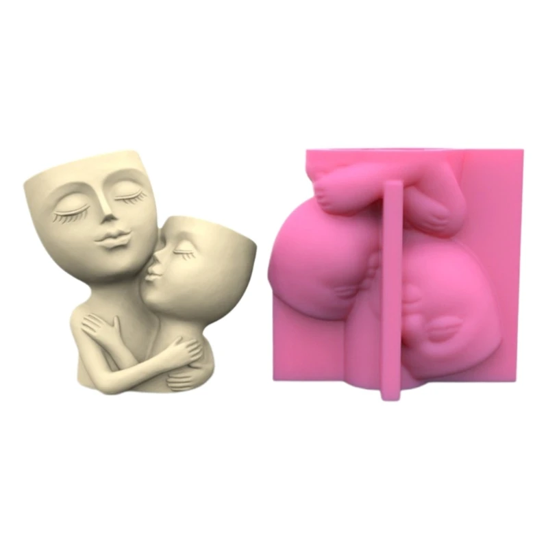 

Two Man Hug Concrete Silicone Mold Succulent Flowerpot Clay Cement Plaster Mold