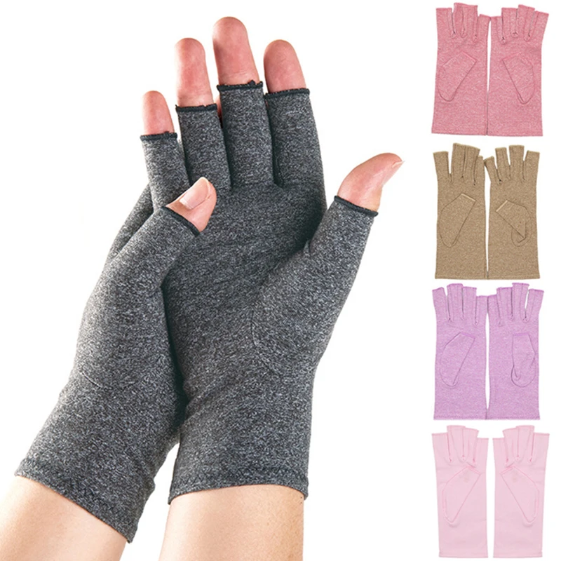 

Half Knuckle Pressure Gloves Warm Breathable Non-slip Sports Fitness Cycling Gloves Health Care Mittens Solid Color 1pairs