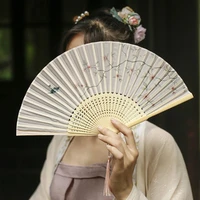 vintage style silk folding fan chinese pattern art craft gift home decoration ornaments dance wedding party favor hand fan