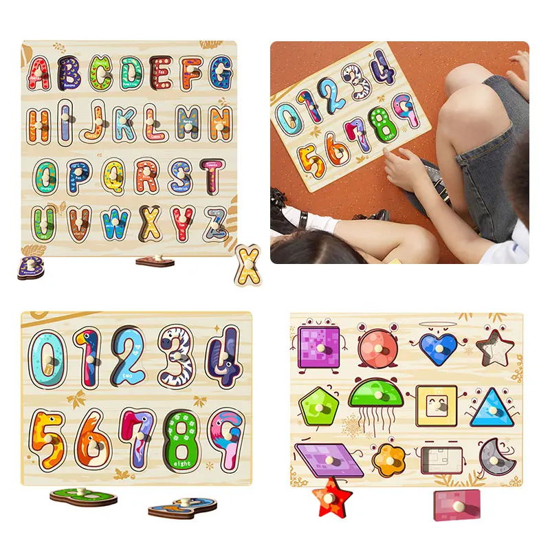 

Wooden 3D Puzzles Toy Colorful Alphabet Number Shape Jigsaw Imagination Cultivation Unisex Early Educational Gift for Boys Girls