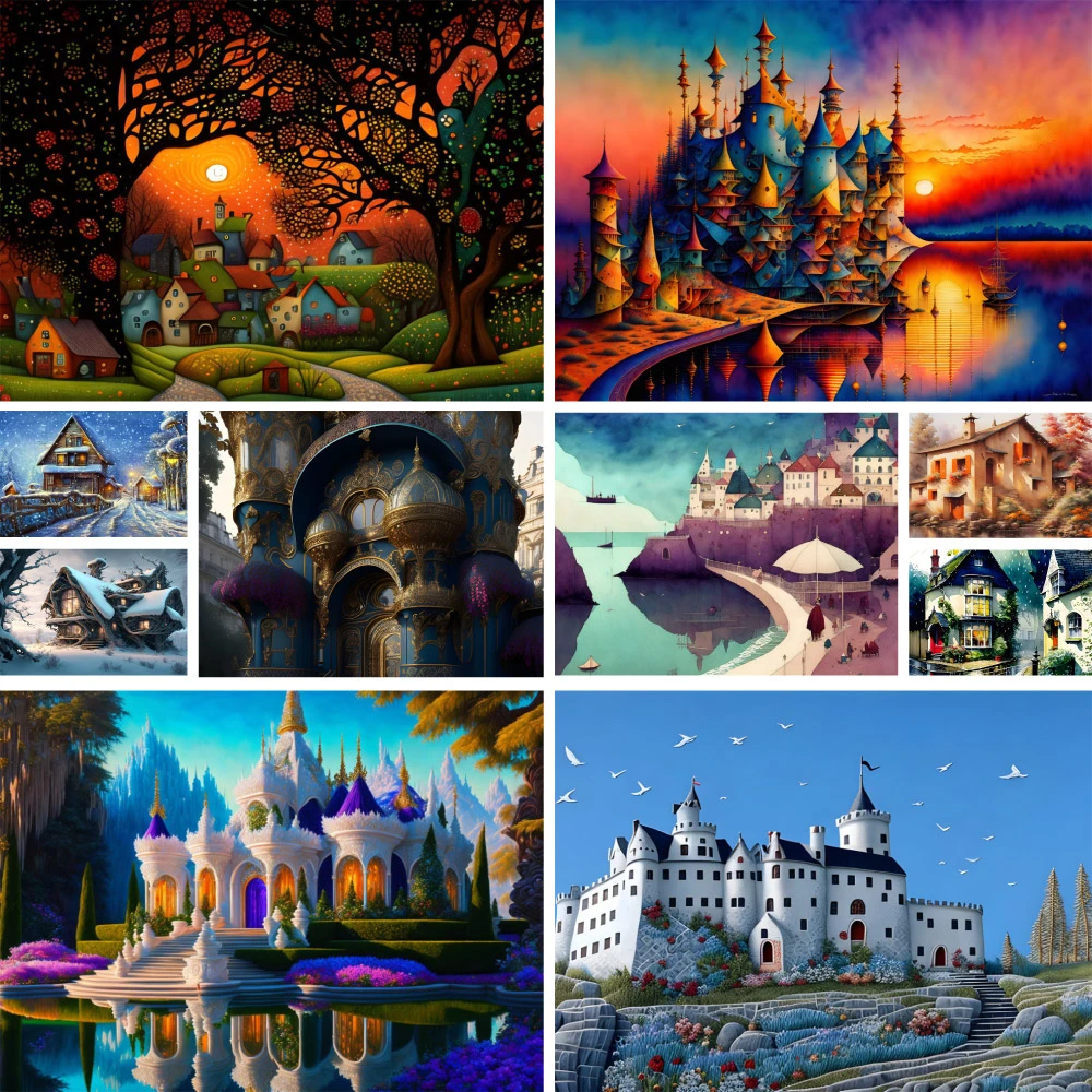 

Landscape Cartoon House Paint By Numbers For Adults 40x50 Crafts Kits For Adults Decoration Home Gift For Wife Dropshipping 2023