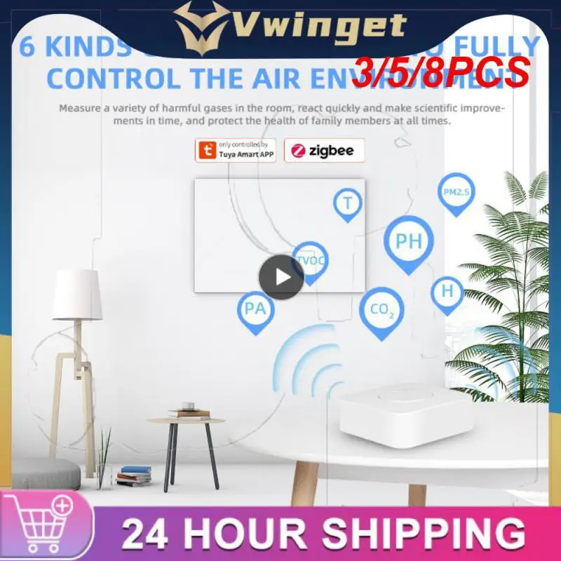 

3/5/8PCS Tuya Smart Air Housekeeper Smart Home 6 In 1 Pm2.5 Co2 Formaldehyde Temperature And Humidity Detector Sensor Zigbee