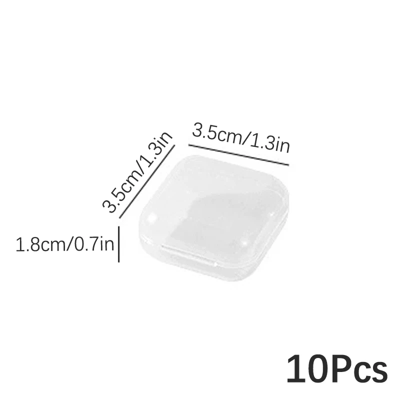 

10pcs Mini Plastic Storage Box Square Transparent Flip Pill Container Jewelry Holder Box Earrings Small Packaging Display Case