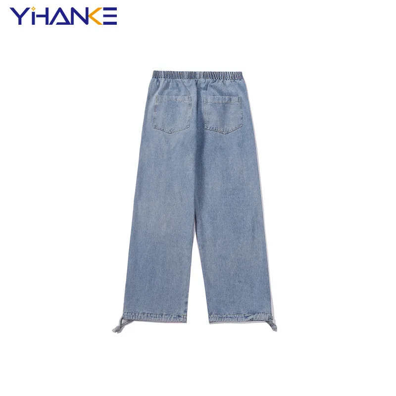 Harajuku Japanese Retro Bear Embroidered Wash Jeans Men and Women Couples with The Same Paragraph Loose Straight Trousers Tide