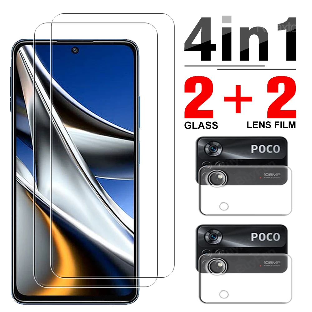 

Закаленное стекло 4 в 1 для Xiaomi Poco X4 Pro 5G, Защитная пленка для экрана Xiaomi Poco X4Pro 5G X4Pro, Защитное стекло для смартфона