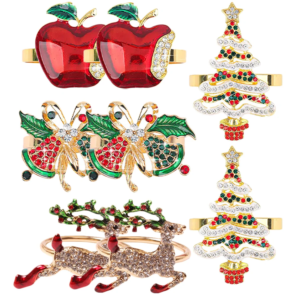 

Napkin Christmas Rings Ring Napkins Holder Dinnertable Holders Buckle Tree Serviette Holiday Partyserviettes Wedding Decor Gold