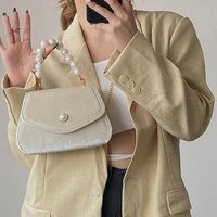 pearl chain ladies tote handbags evening clutch purse vintage small square shoulder bag for women fashion female crossbody bags