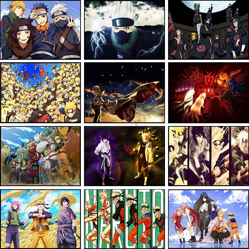 

Японская Классическая аниме постер Наруто принты ниндзя Саске роспись стена искусство холст живопись Гостиная Детская Спальня украшение д...