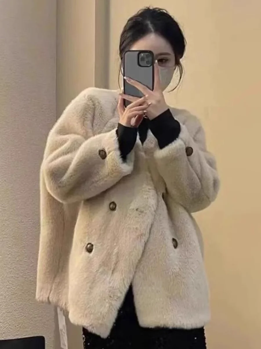 Белая пушистая верхняя одежда женская осенне-зимняя Liuyang Qianjin изящный топ