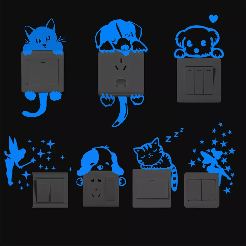 

Pure Blue Light Noctilucent Star Animal Paste Glow In The Dark Switch Paste Wall Stickers Children's Room Living Room Decora