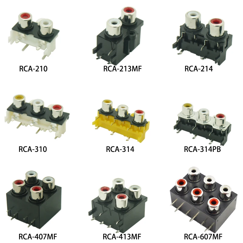 2/4PCS High Quality RCA Connector 2/3/4/6Holes Stereo Audio Jack 90/180 Degree Sealed AV Audio Female Input Socket