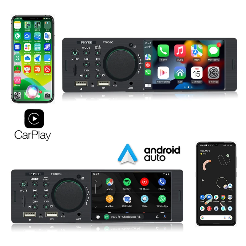 1 Din 4 "CarPlay Radio samochodowe z Bluetooth Android-Auto odtwarzacz MP5 Handfree A2DP USB Stereo System Audio jednostka główna multimedialny F7805C 4 1 Din 4 "CarPlay Radio samochodowe z Bluetooth Android-Auto odtwarzacz MP5 Handfree A2DP USB Stereo System Audio jednostka główna multimedialny F7805C 4