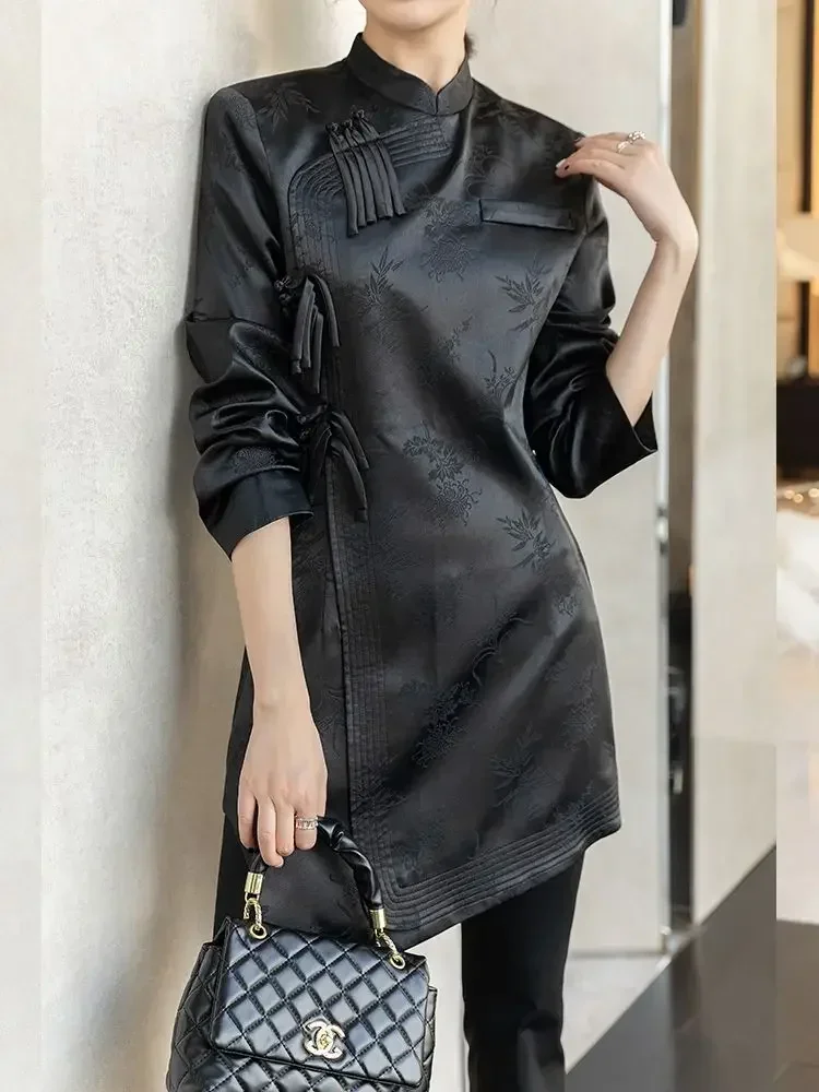 Черное платье Ципао Cheongsam Chi-pao улучшает женскую одежду традиционное китайское